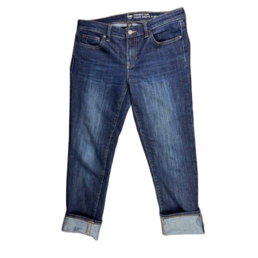 Gap Size 6 28 Womens Jeans Low Rise Stretch Dark Wash Low Rise Straight Cuff